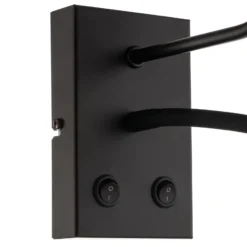 Aplique de pared Soho cilíndrico con brazo de lectura negro/dorado