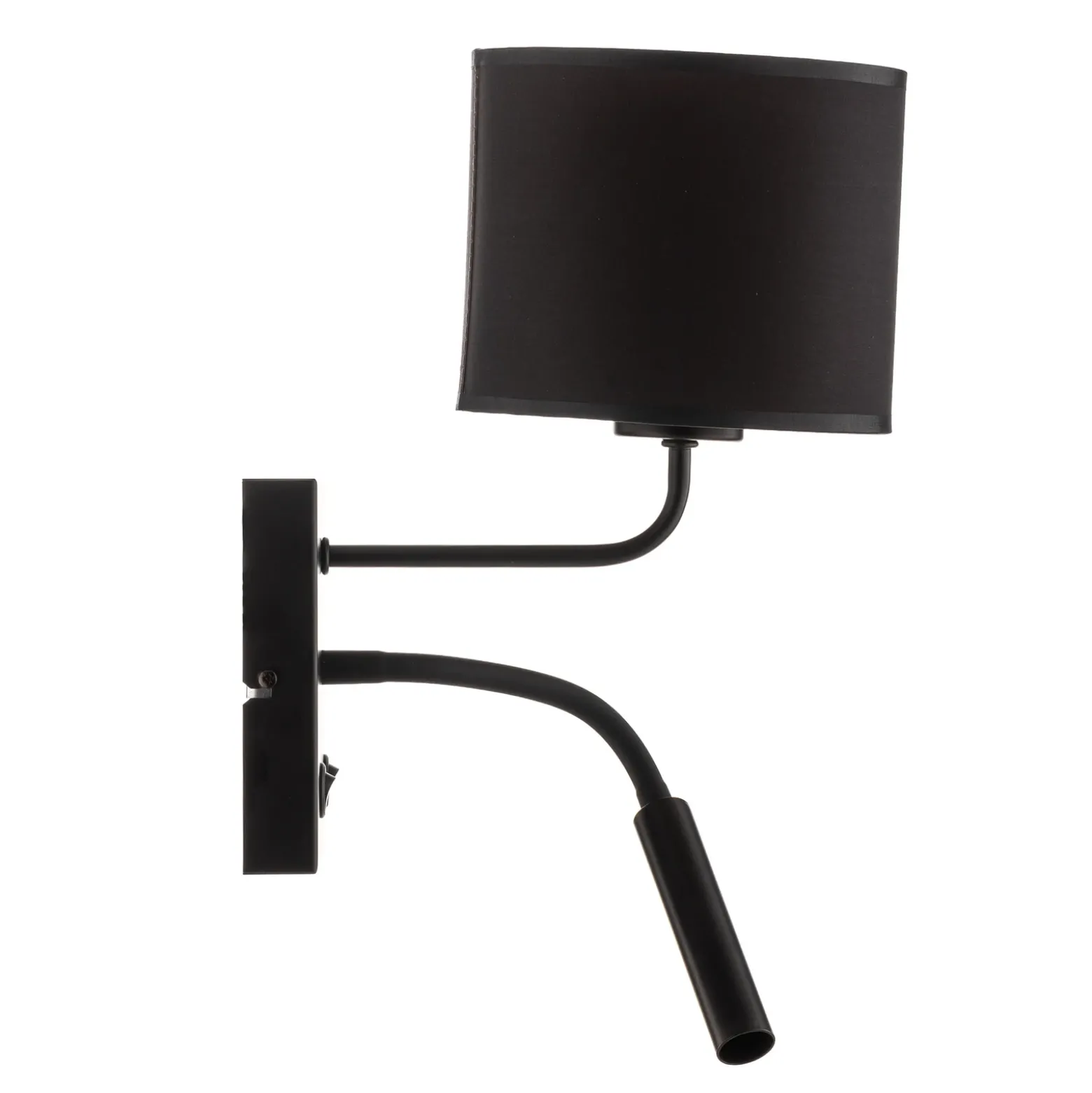 Aplique de pared Soho cilíndrico con brazo de lectura negro/dorado