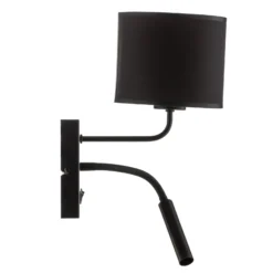 Aplique de pared Soho cilíndrico con brazo de lectura negro/dorado