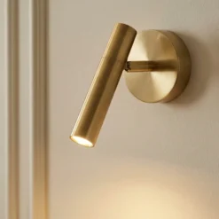 Aplique de pared Sopel, dorado, 1 luz, acero, G9, altura 15 cm