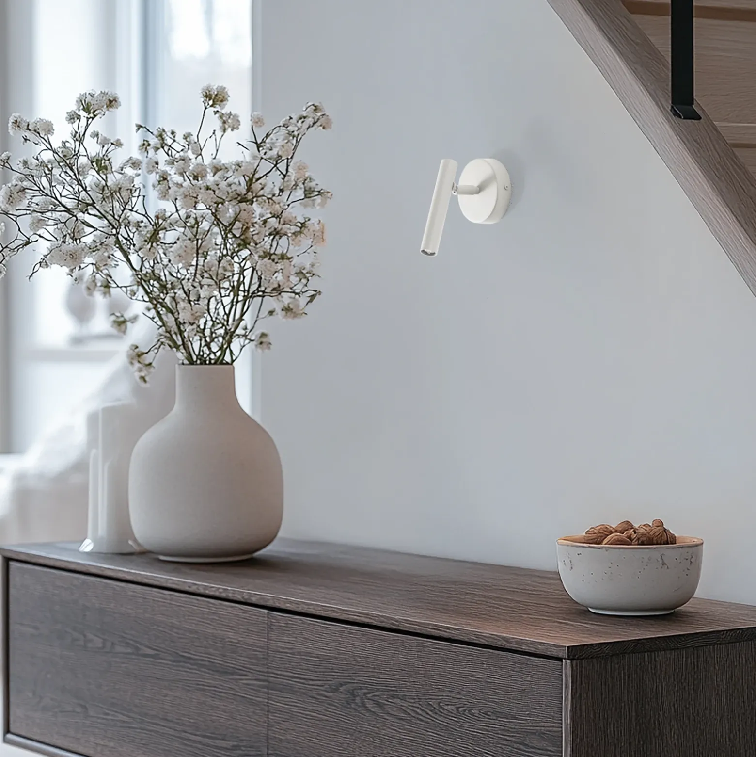 Aplique de pared Sopel, gris topo, 1 luz, acero, G9, altura 15 cm