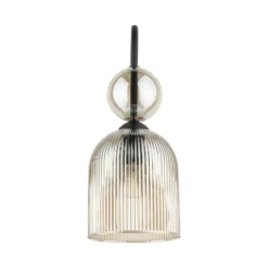 Aplique de pared Sophia, color coñac/negro, cristal, altura 33,5 cm, E14
