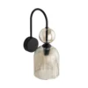 Aplique de pared Sophia, color coñac/negro, cristal, altura 33,5 cm, E14