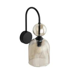 Aplique de pared Sophia, color coñac/negro, cristal, altura 33,5 cm, E14