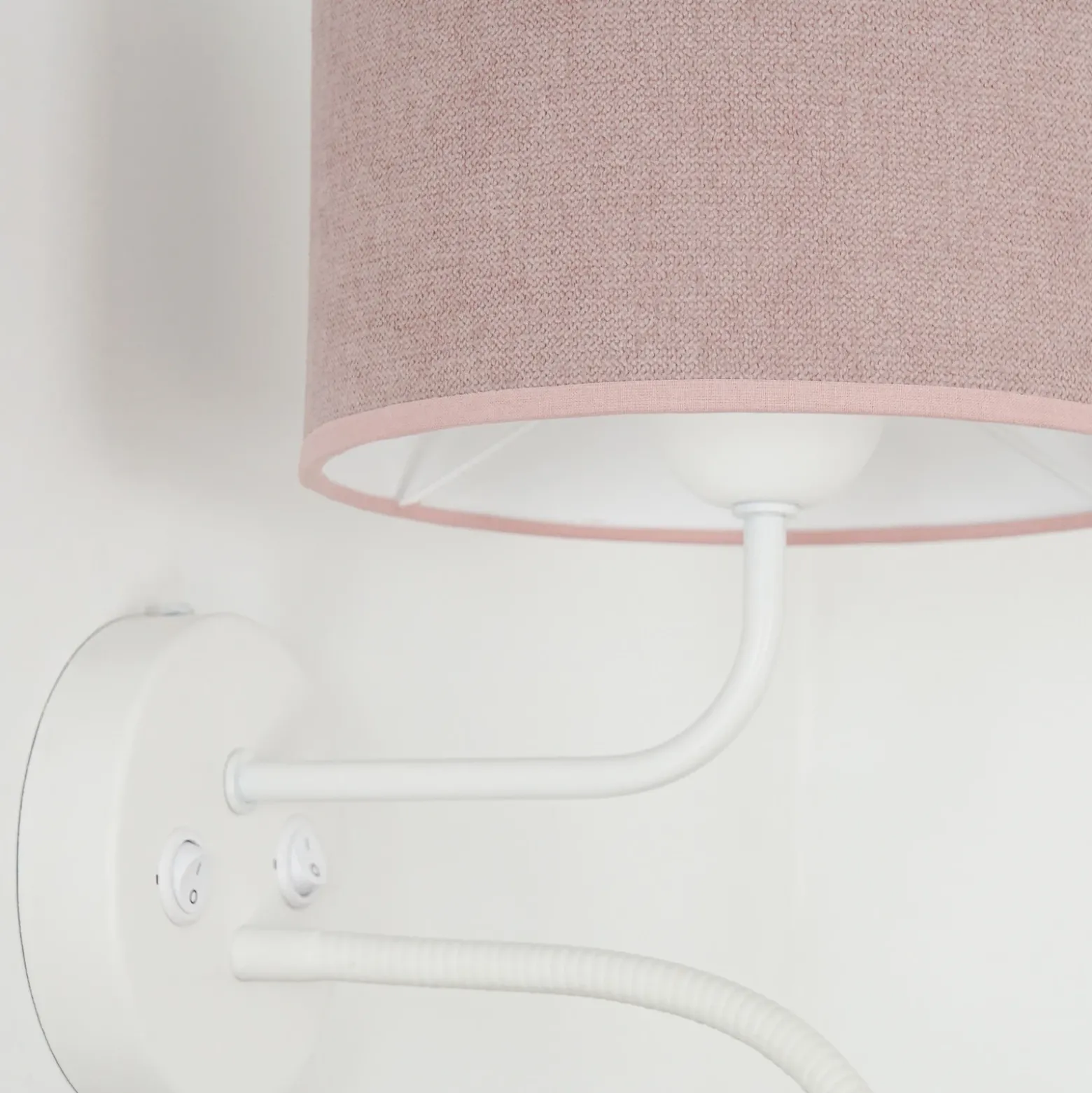 Aplique de pared, Soro, blanco/rosa, brazo de lectura