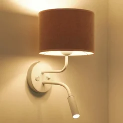 Aplique de pared, Soro, blanco/rosa, brazo de lectura