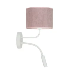 Aplique de pared, Soro, blanco/rosa, brazo de lectura