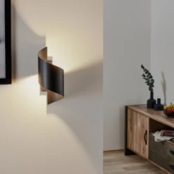 Aplique de pared Spiner negro, altura 30 cm, acero