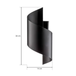 Aplique de pared Spiner negro, altura 30 cm, acero