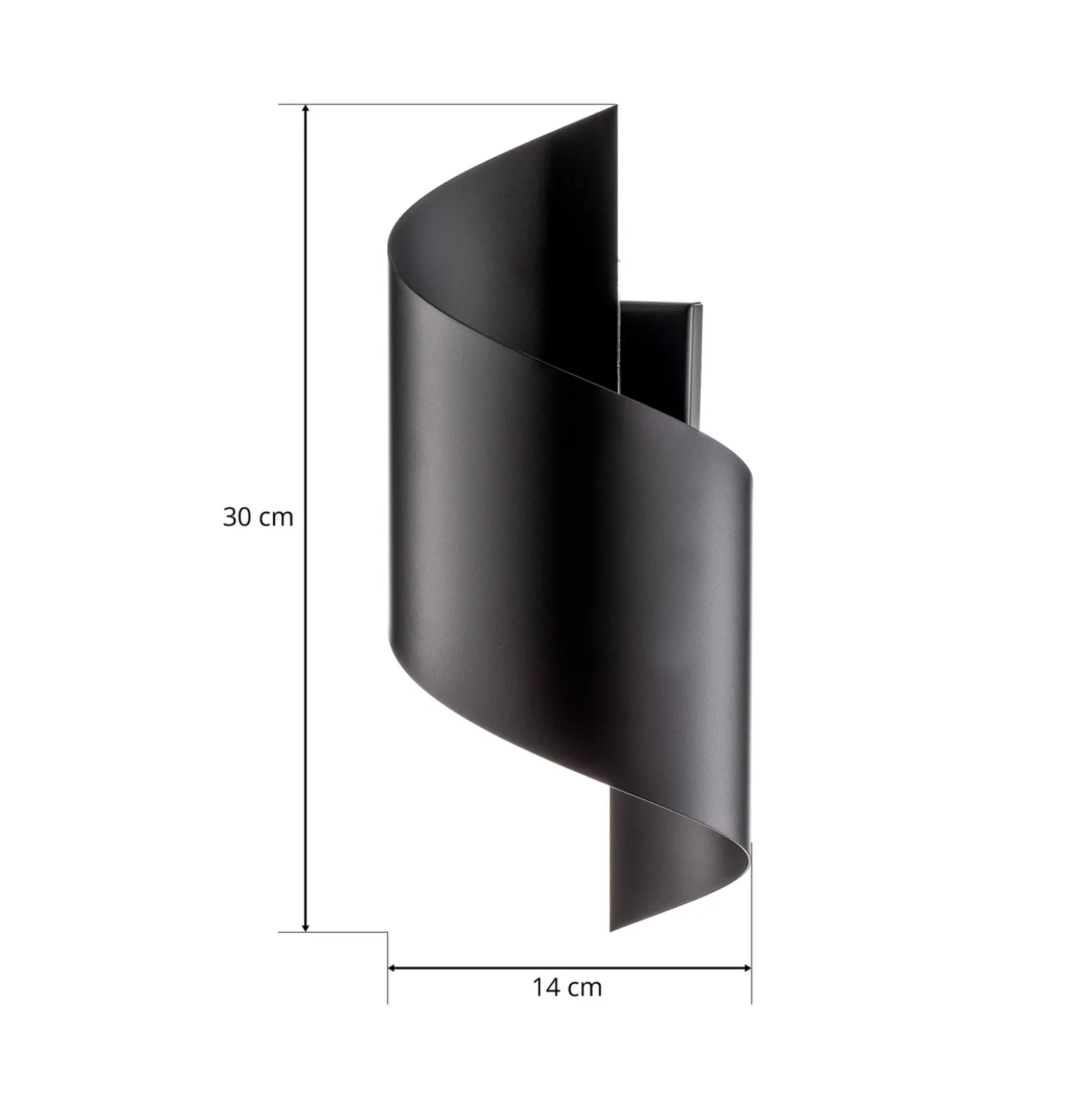 Aplique de pared Spiner negro, altura 30 cm, acero