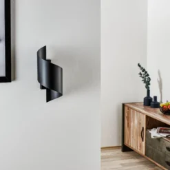 Aplique de pared Spiner negro, altura 30 cm, acero