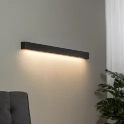 Aplique de pared Straight L, 122 cm, negro