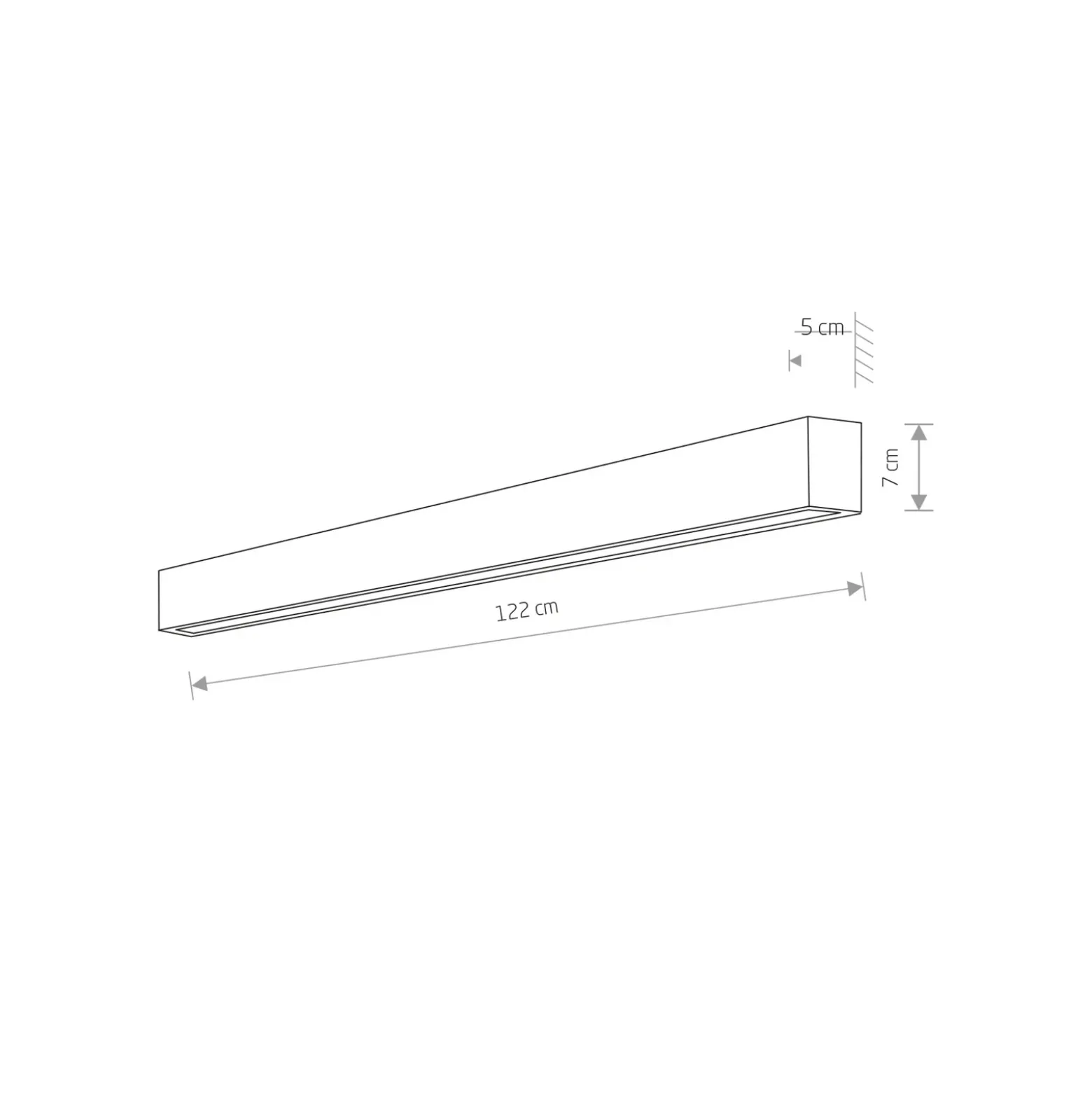 Aplique de pared Straight L, 122 cm, blanco