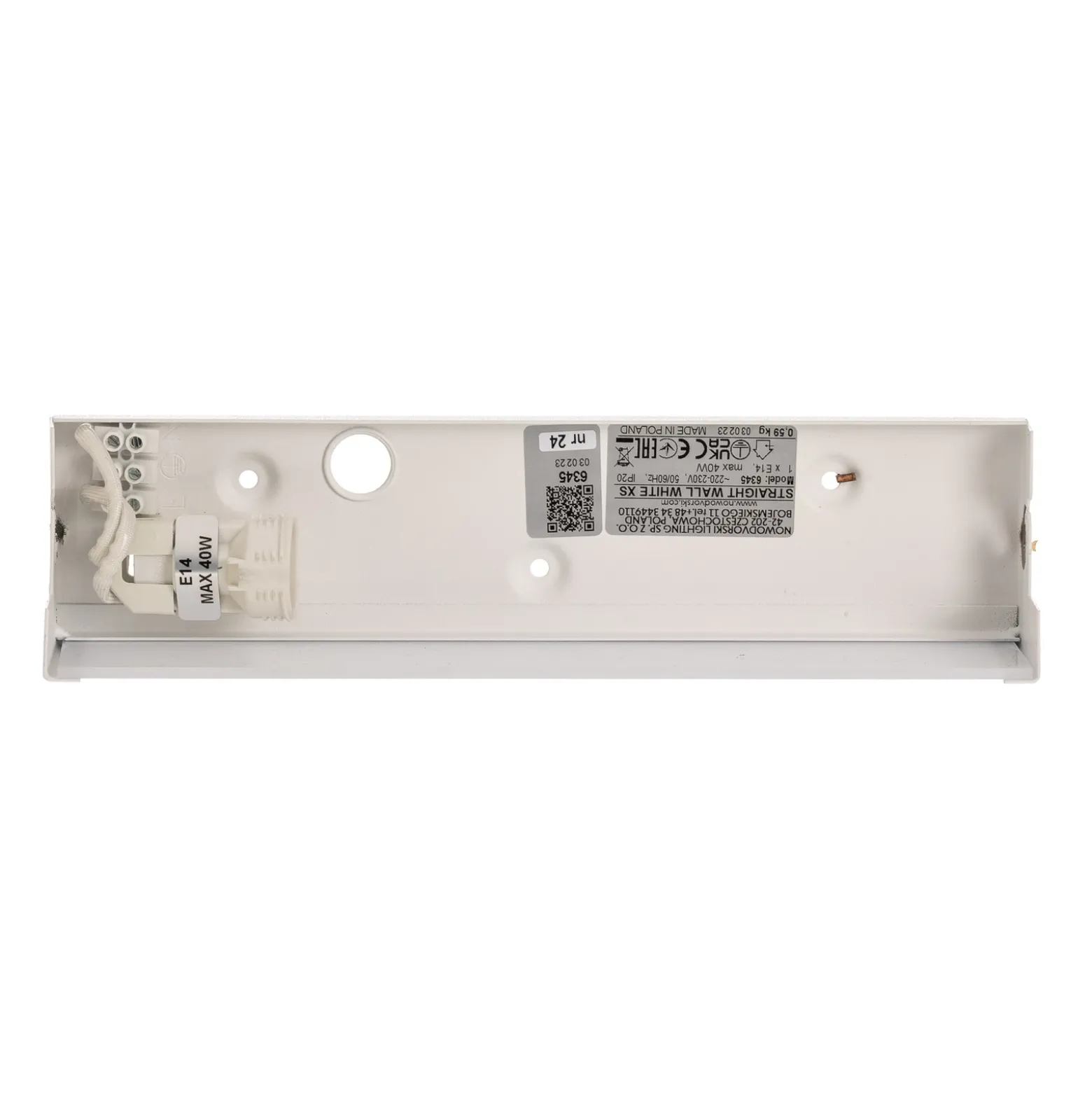 Aplique de pared Straight XS, ancho 26 cm, blanco