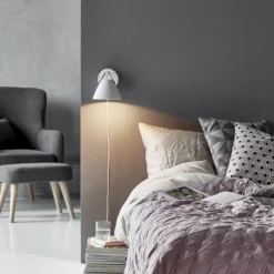 Aplique de pared Strap con correa de cuero, blanca