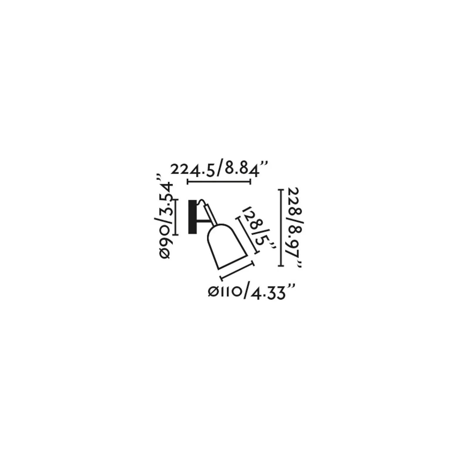 Aplique de pared Studio, rosa/negro, acero, Ø 11 cm