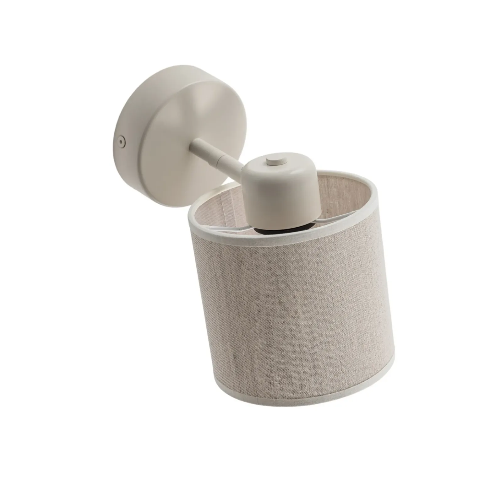 Aplique de pared Suerte, blanco crema, textil de lino, 18 cm de altura, E14
