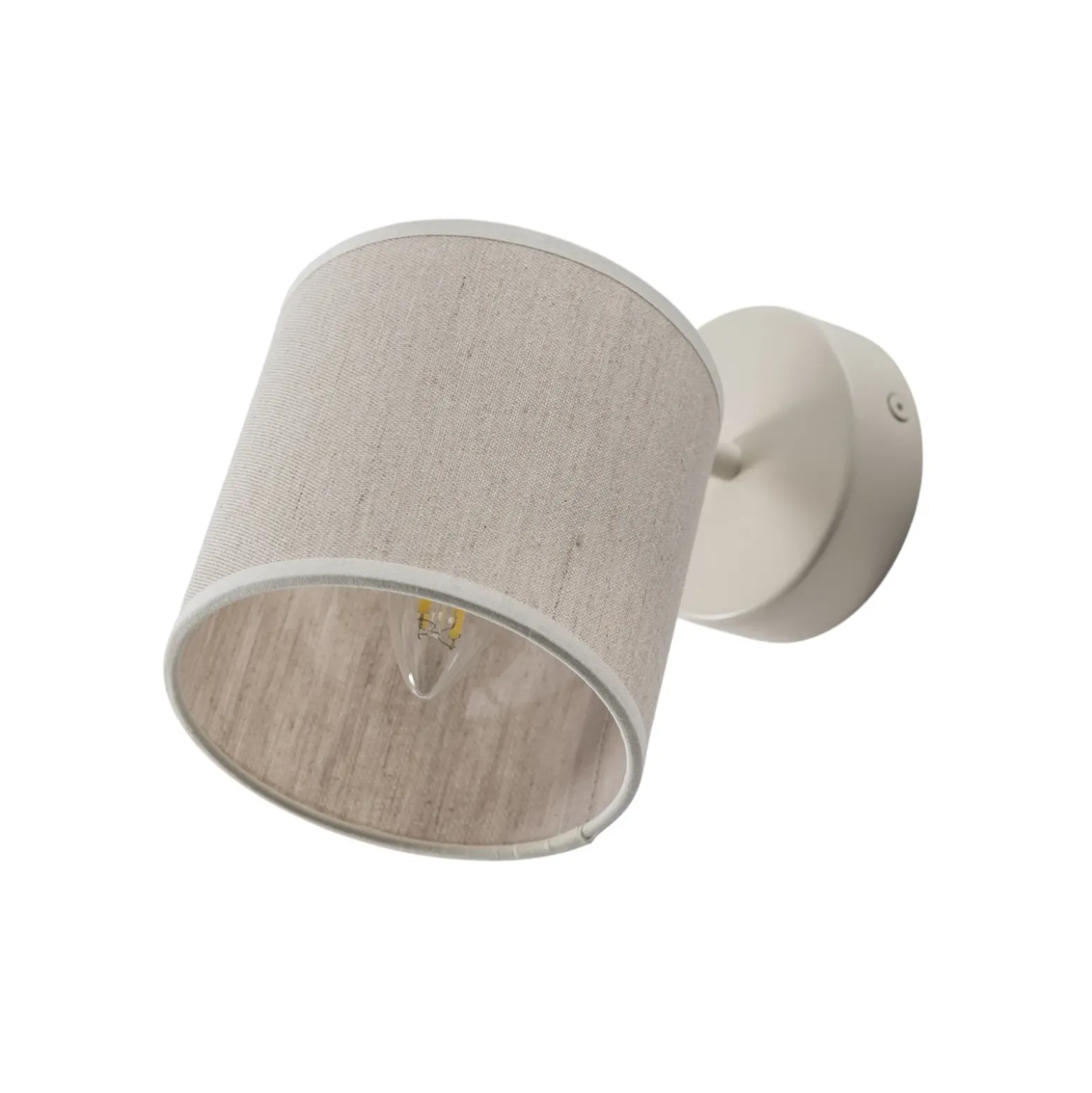 Aplique de pared Suerte, blanco crema, textil de lino, 18 cm de altura, E14
