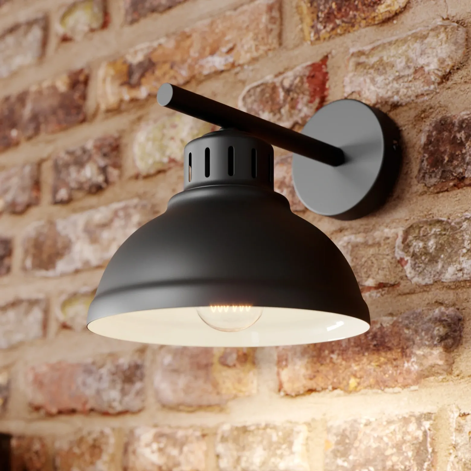Aplique de pared Sven, negro, metal, 1 luz