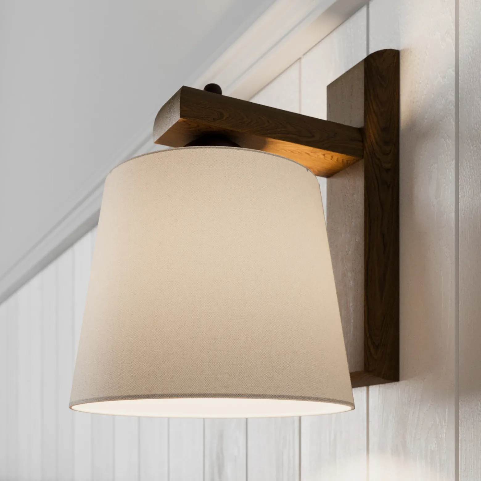 Aplique de pared Sweden con estructura de madera, roble nogal
