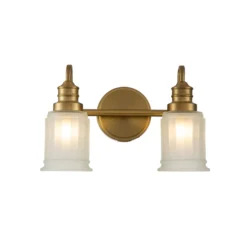 Aplique de pared Swell, color latón, 2 luces, cristal, IP44, G9