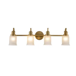 Aplique de pared Swell, color latón, 4 luces, cristal, IP44, G9