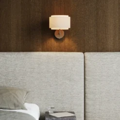 Aplique de pared Takai con pantalla textil de doble capa
