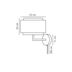 Aplique de pared Takai con pantalla textil de doble capa