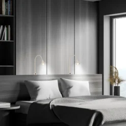 Aplique de pared Tuso, beige, orientable, para montar junto a la cama, GU10