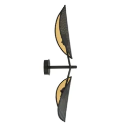 Aplique de pared Vene, negro/dorado, 2 luces