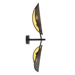 Aplique de pared Vene, negro/dorado, 2 luces