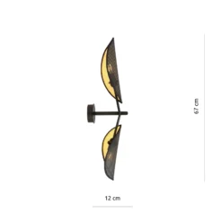 Aplique de pared Vene, negro/dorado, 2 luces