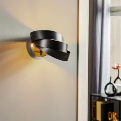 Aplique de pared Vento, negro, E14, metal, 14 cm de altura