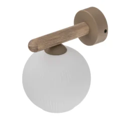 Aplique de pared Virlo, madera, cristal opalino, altura 20 cm, E14