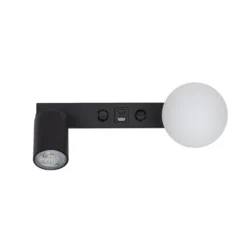 Aplique de pared Vox, negra, cristal, ancho 35 cm, USB
