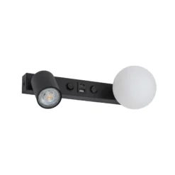 Aplique de pared Vox, negra, cristal, ancho 35 cm, USB