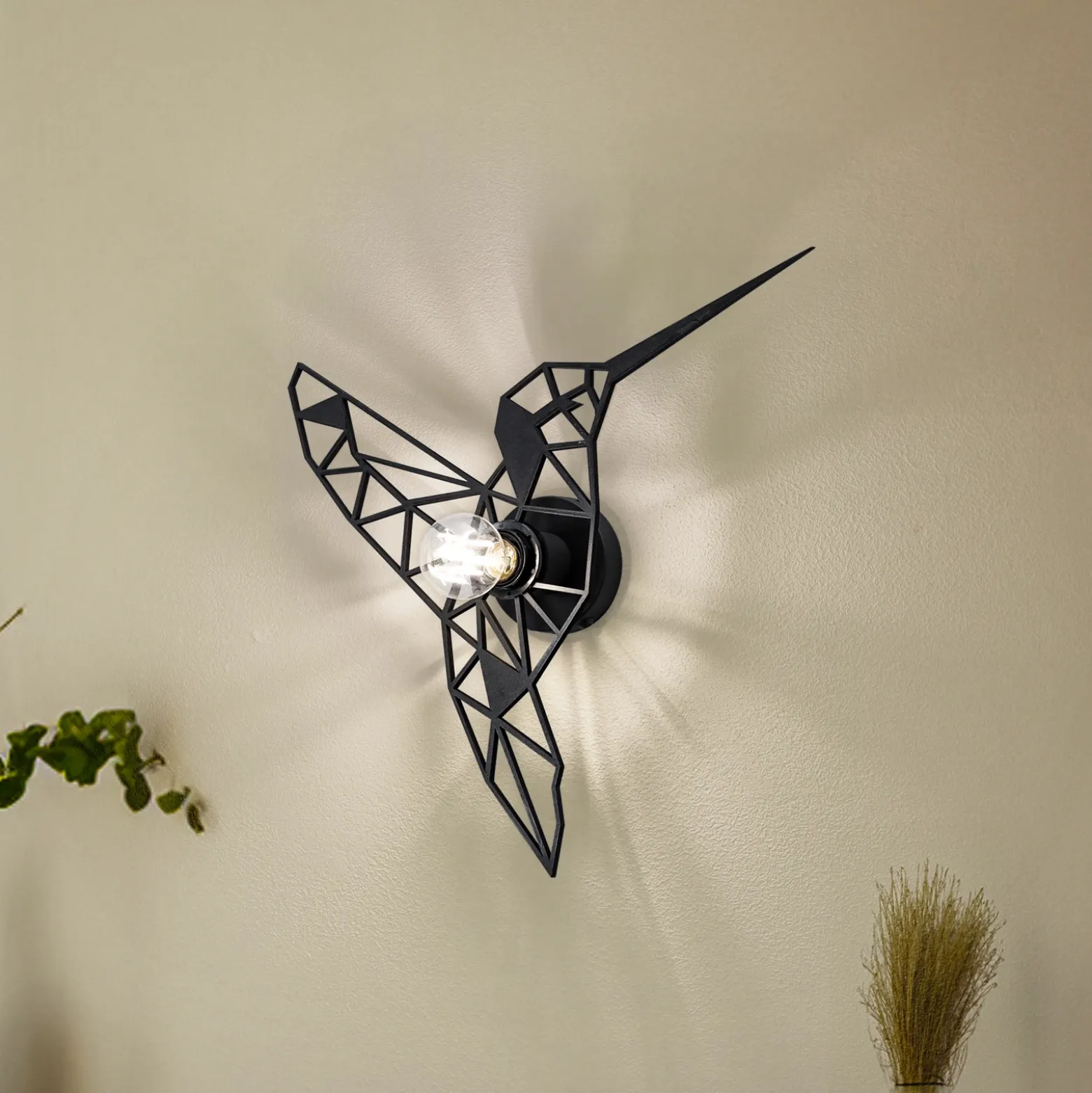 Aplique de pared W-053 Lasercut, diseño pájaro negro