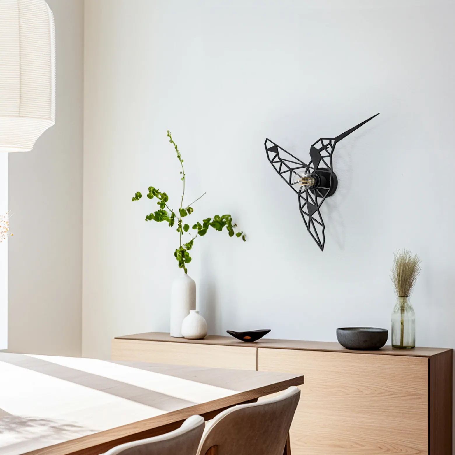 Aplique de pared W-053 Lasercut, diseño pájaro negro