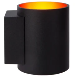 Aplique de pared Xera, negro, Ø 8 cm, up/downlight, aluminio