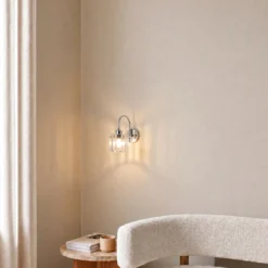 Aplique de pared Yakops, color cromo, Ø 13 cm, cristal/metal, E14