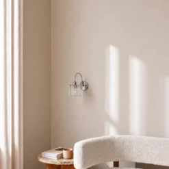Aplique de pared Yakops, color cromo, Ø 13 cm, cristal/metal, E14