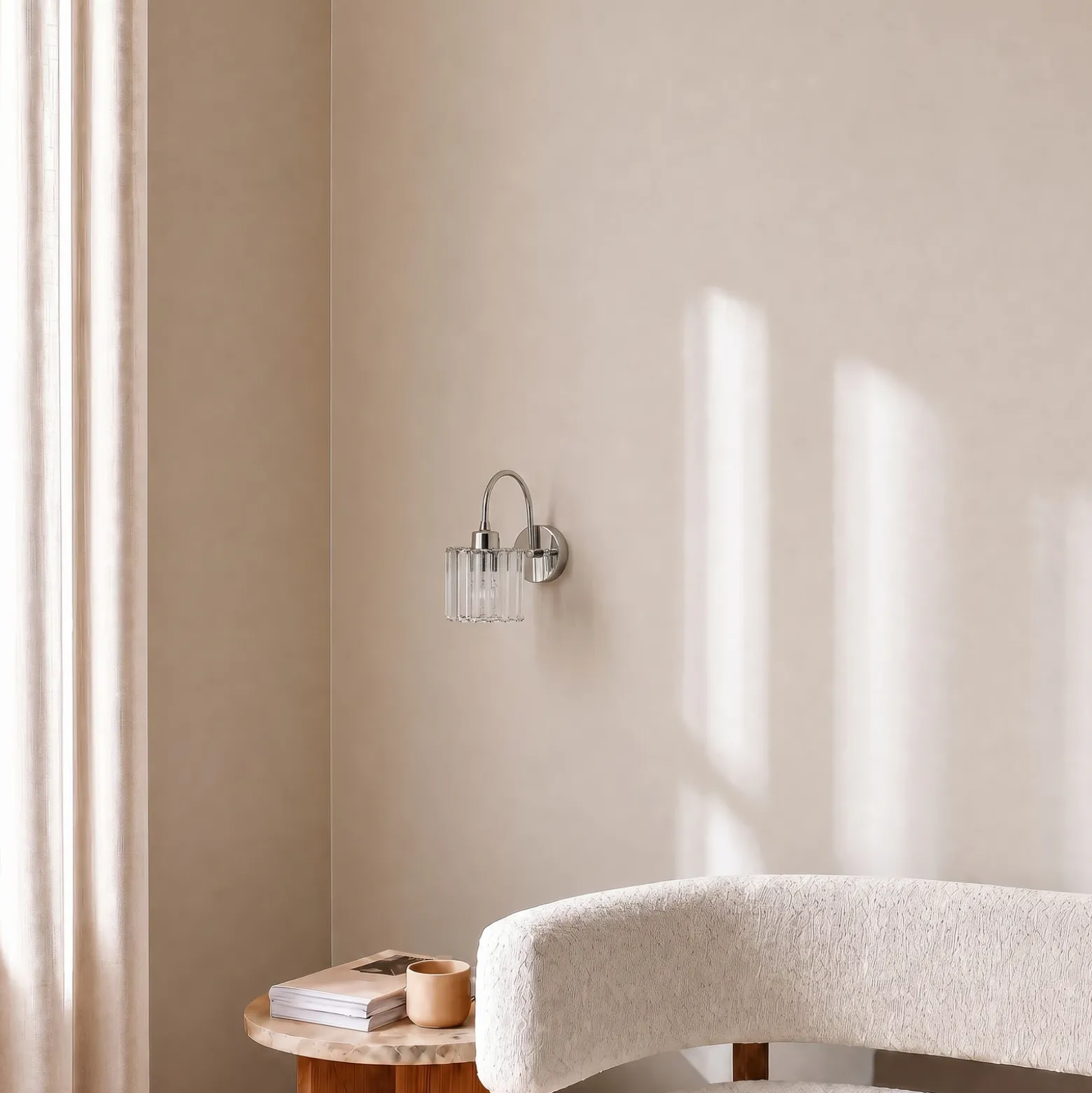 Aplique de pared Yakops, color cromo, Ø 13 cm, cristal/metal, E14