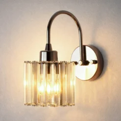Aplique de pared Yakops, color cromo, Ø 13 cm, cristal/metal, E14
