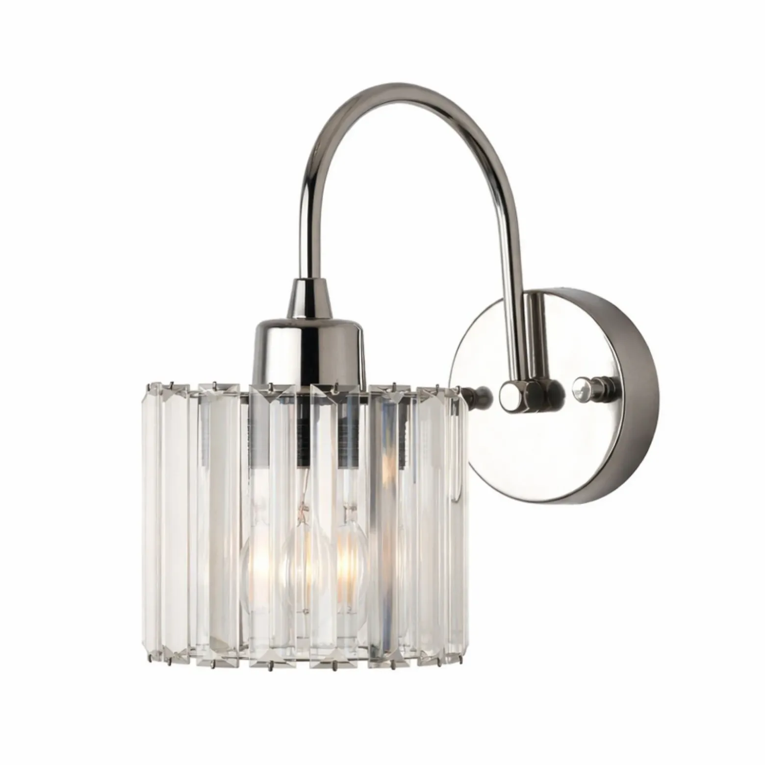 Aplique de pared Yakops, color cromo, Ø 13 cm, cristal/metal, E14