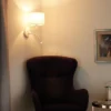 Aplique de pared, yute, blanco/beige, brazo de lectura