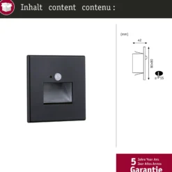Aplique empotrable LED Paulmann Edge Quadro, negro, 8 cm