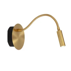 Aplique LED a pilas Jolijn, dorado mate, brazo flexible, Ø 11 cm, imán