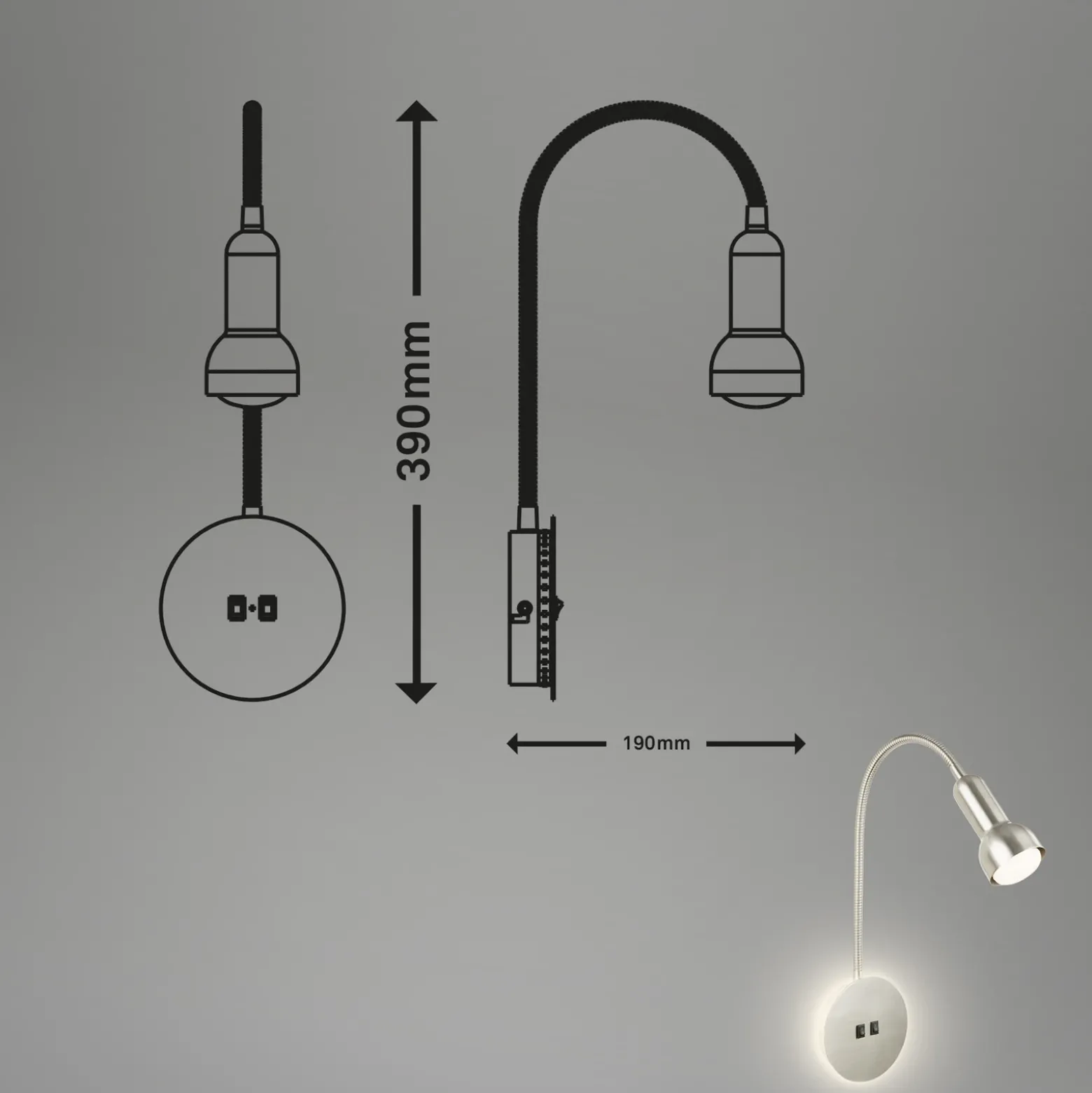 Aplique LED 2178012 Double-Switch, níquel mate