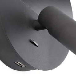 Aplique LED Duas con toma de carga USB, negro