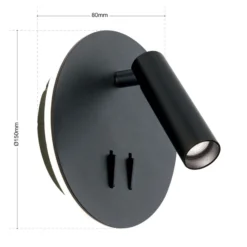 Aplique LED Lenny con 2 fuentes de luz, negro